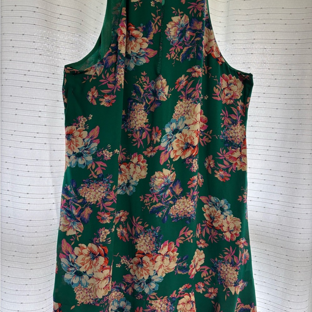Floral Green Sleeveless Dress